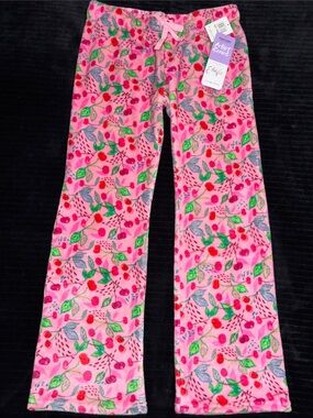 EttaVee Sz S Ladies Pink Cherry Print Fleece Pajama Pants-soooo soft